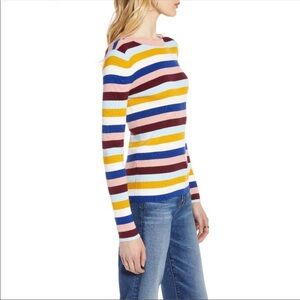 Halogen Striped Ribbed Knit Sweater L